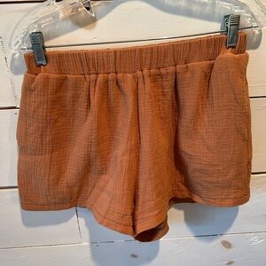 Sewn & Seen Women's Rust Orange Shorts, size medium, GUC, summer, casual